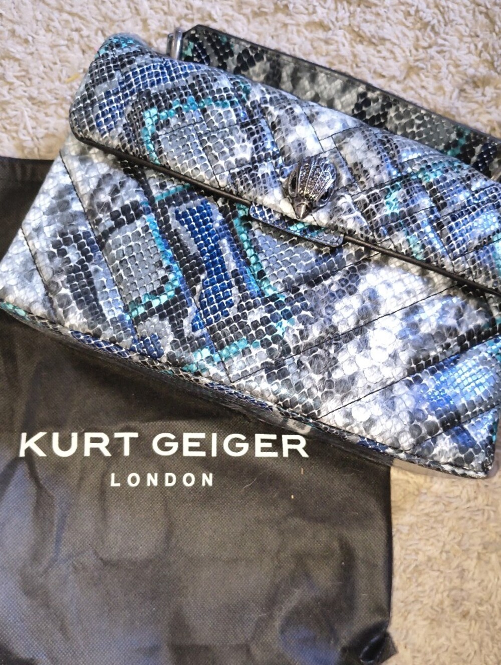 Kurt Geiger London Blue Snakeskin Kensington